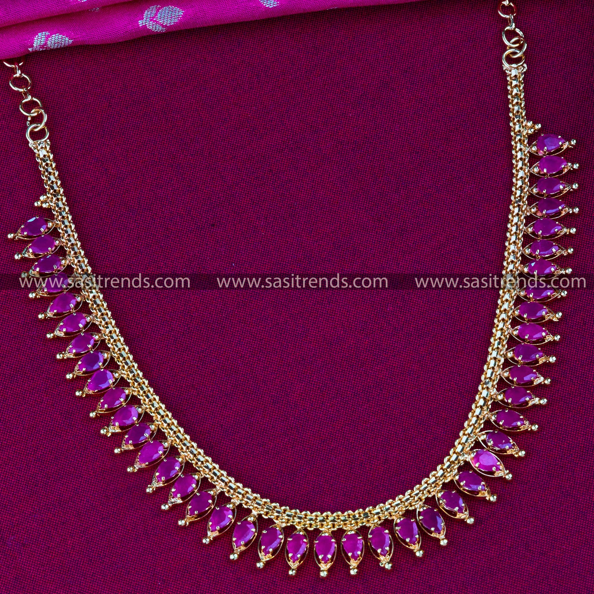 Elegant Ruby Necklace: Traditional Gold Plated with Micro Gold