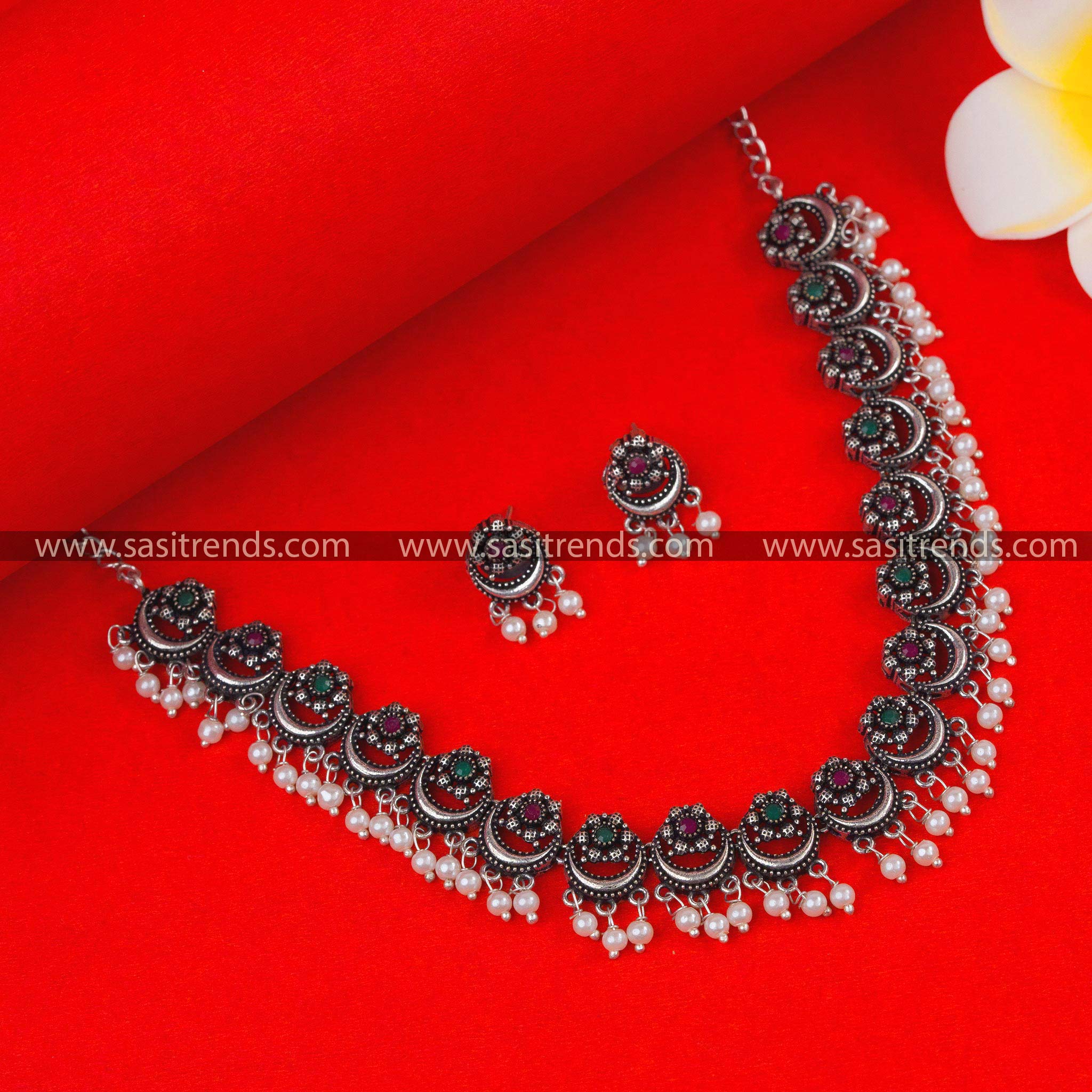 Bollywood Oxidized Silver Plated Handmade Jewelry Set necklace studs  Earrings #1 | eBay