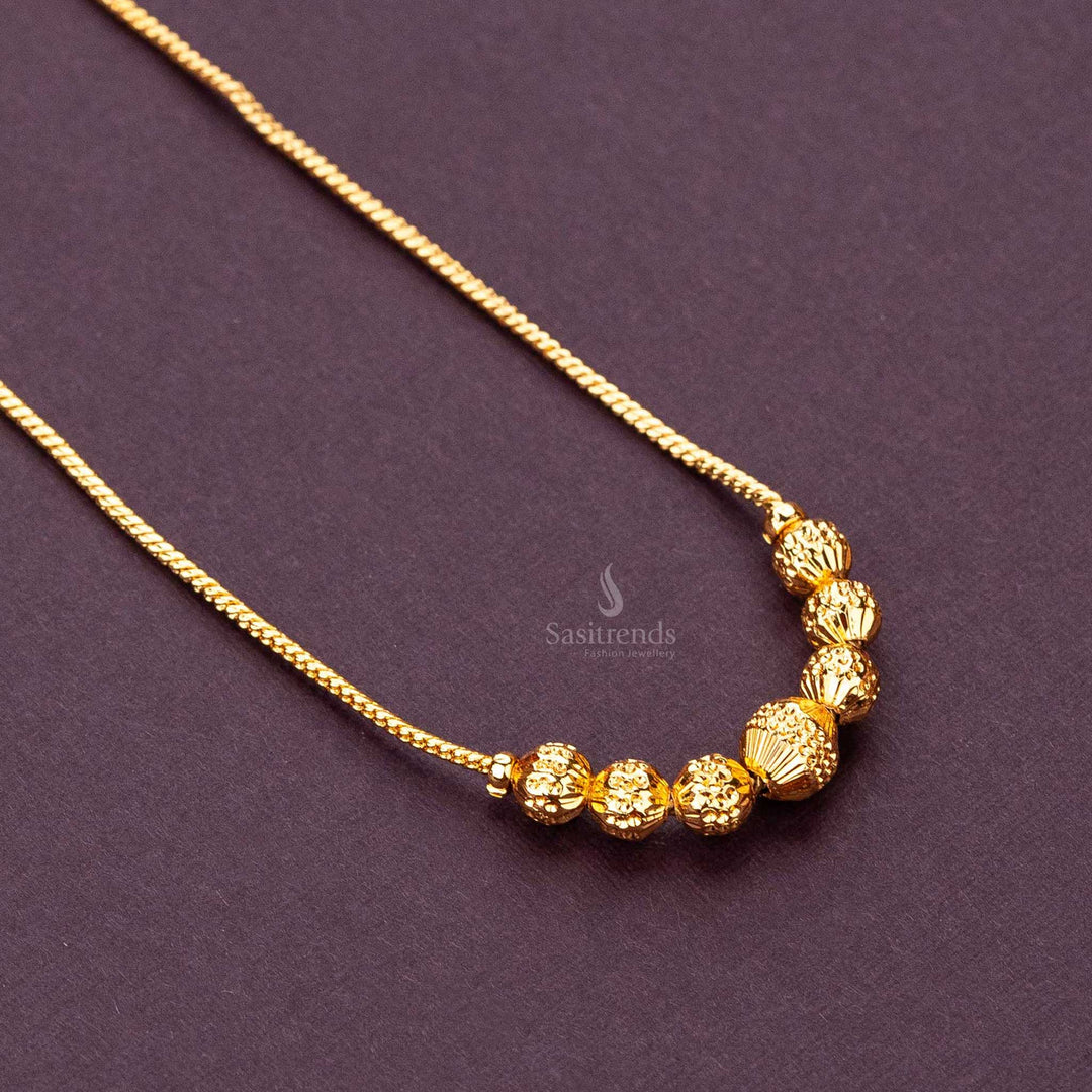 Elegant One Gram Micro Gold Plated Necklace with Golden Balls - Sasitrends