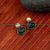 Time Elegance Oxidised German Silver Green Monalisa Stone Earrings