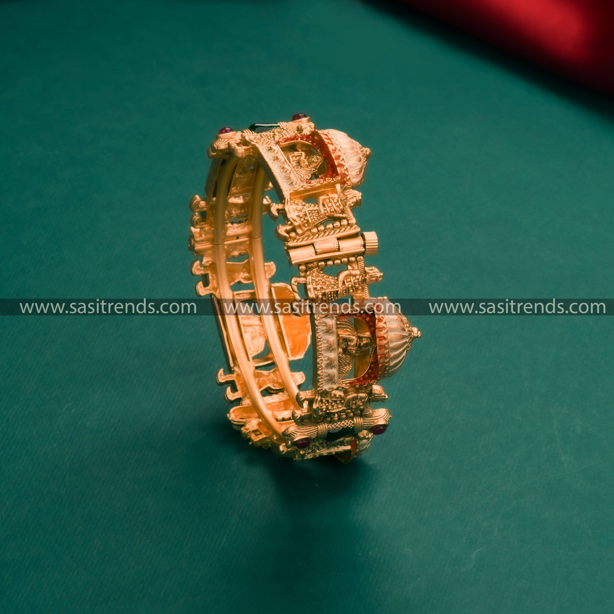 Traditional Bridal Antique Gold Meenakari Kada Bangle, Perfect for Weddings & Festivals.