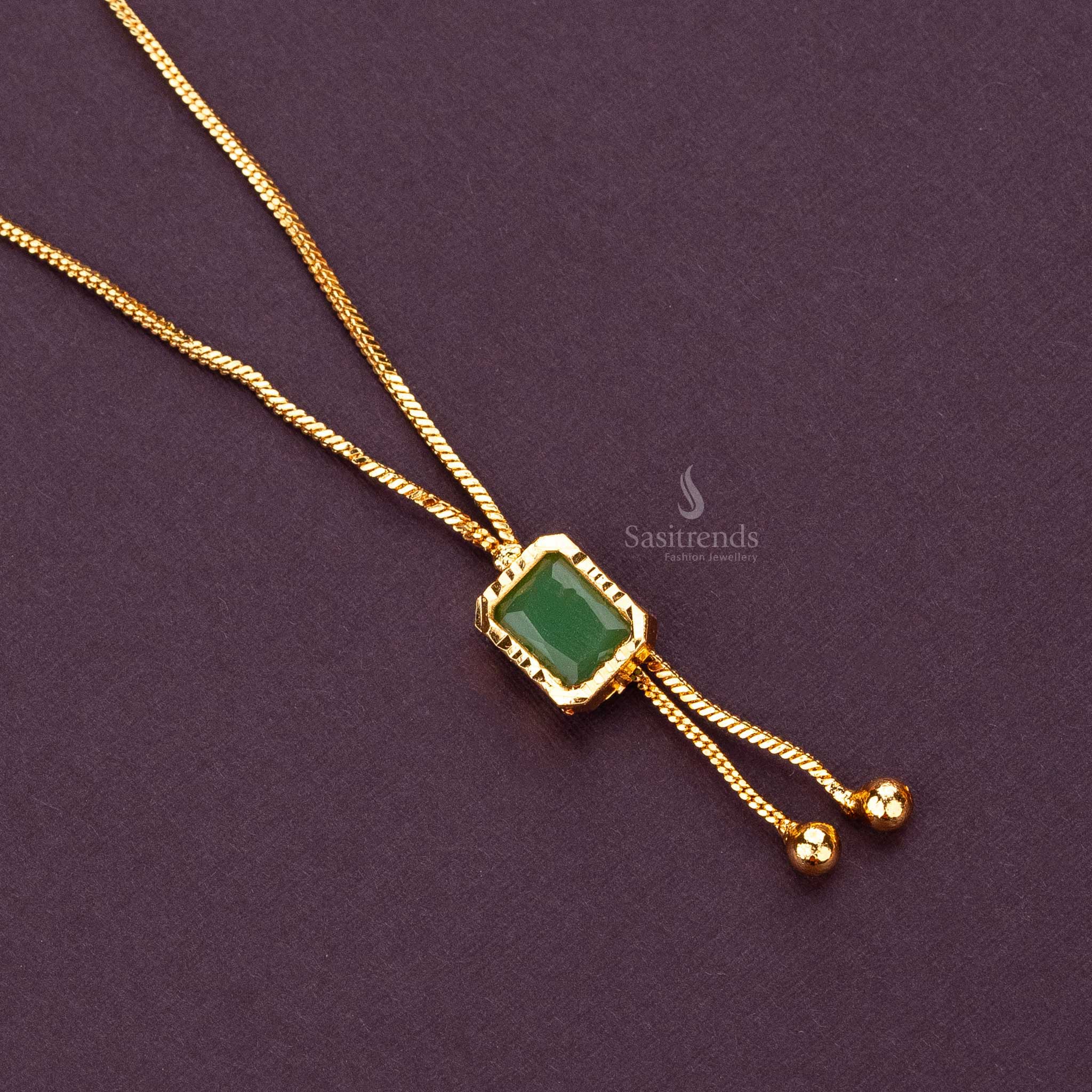 Adjustable Micro gold plated - green palakka stone necklace - Sasitrends