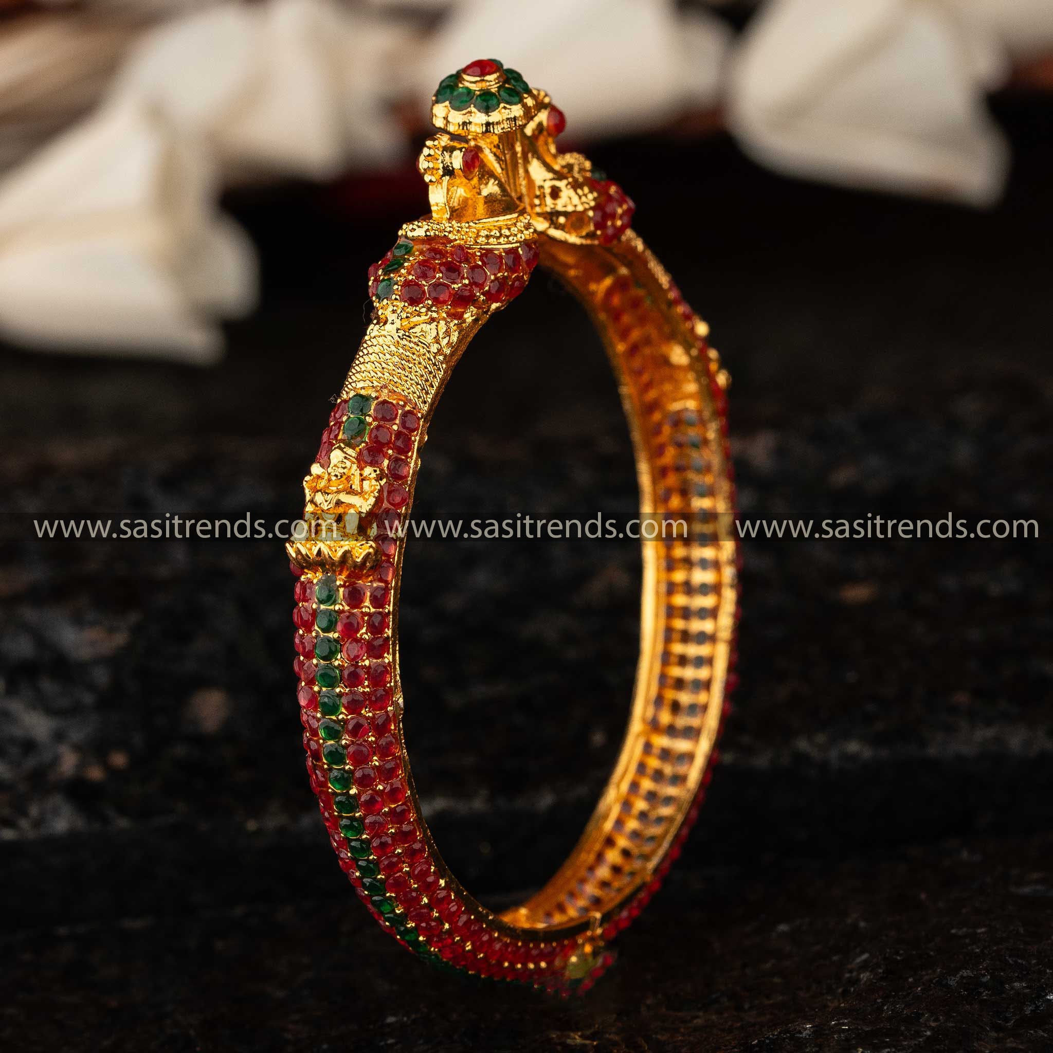 Traditional Peacock Lakshmi AD Kada High Gold Plated Bangles Sasitrends Online Shopping