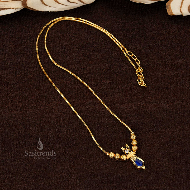 Stunning Micro gold-plated chain necklace with Blue Nagapadam pendant - Sasitrends