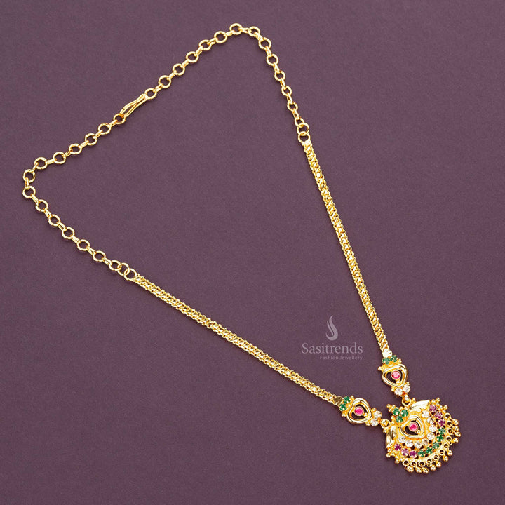 Festive Multi Coloured Pendant Necklace With Gold Plating - Sastrends