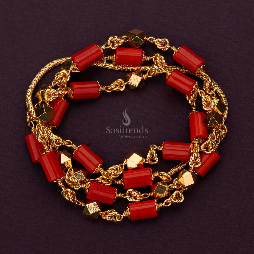 Delicate micro gold plated red diamond chain, ideal for both formal and casual occasions - Sasitrends