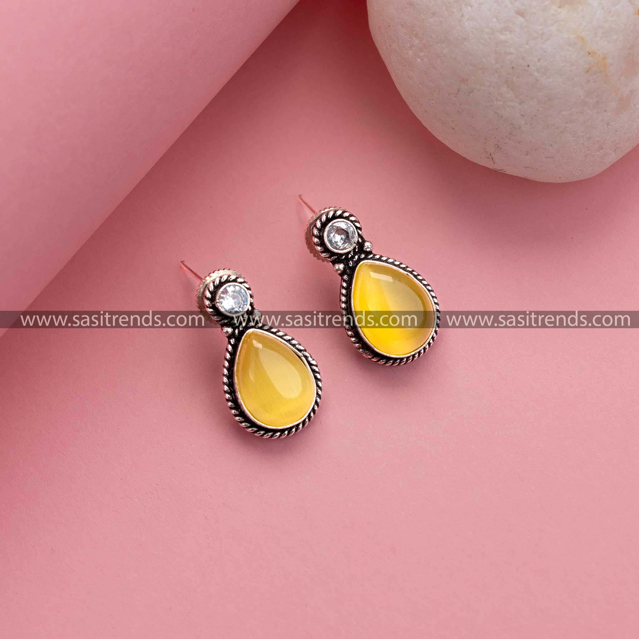 Yellow Oxidized Earrings - Trendy Women's Collection, Perfect for Office and Social Events