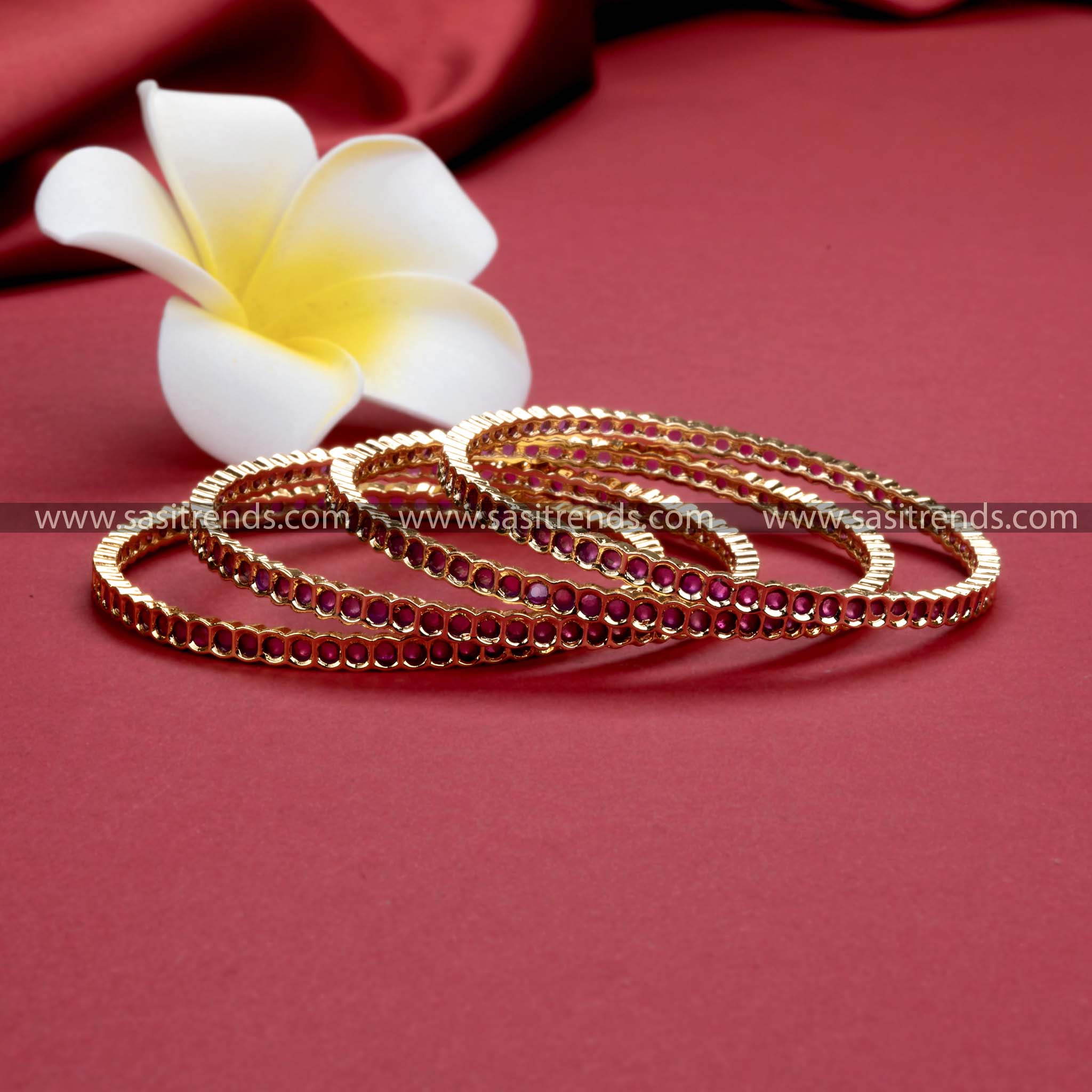 Elegant 4-Piece AD Bangles - Latest Collection for Festive Occasions