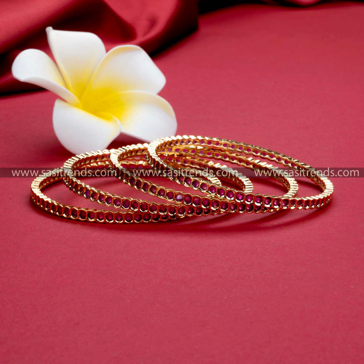 Elegant 4-Piece AD Bangles - Latest Collection for Festive Occasions