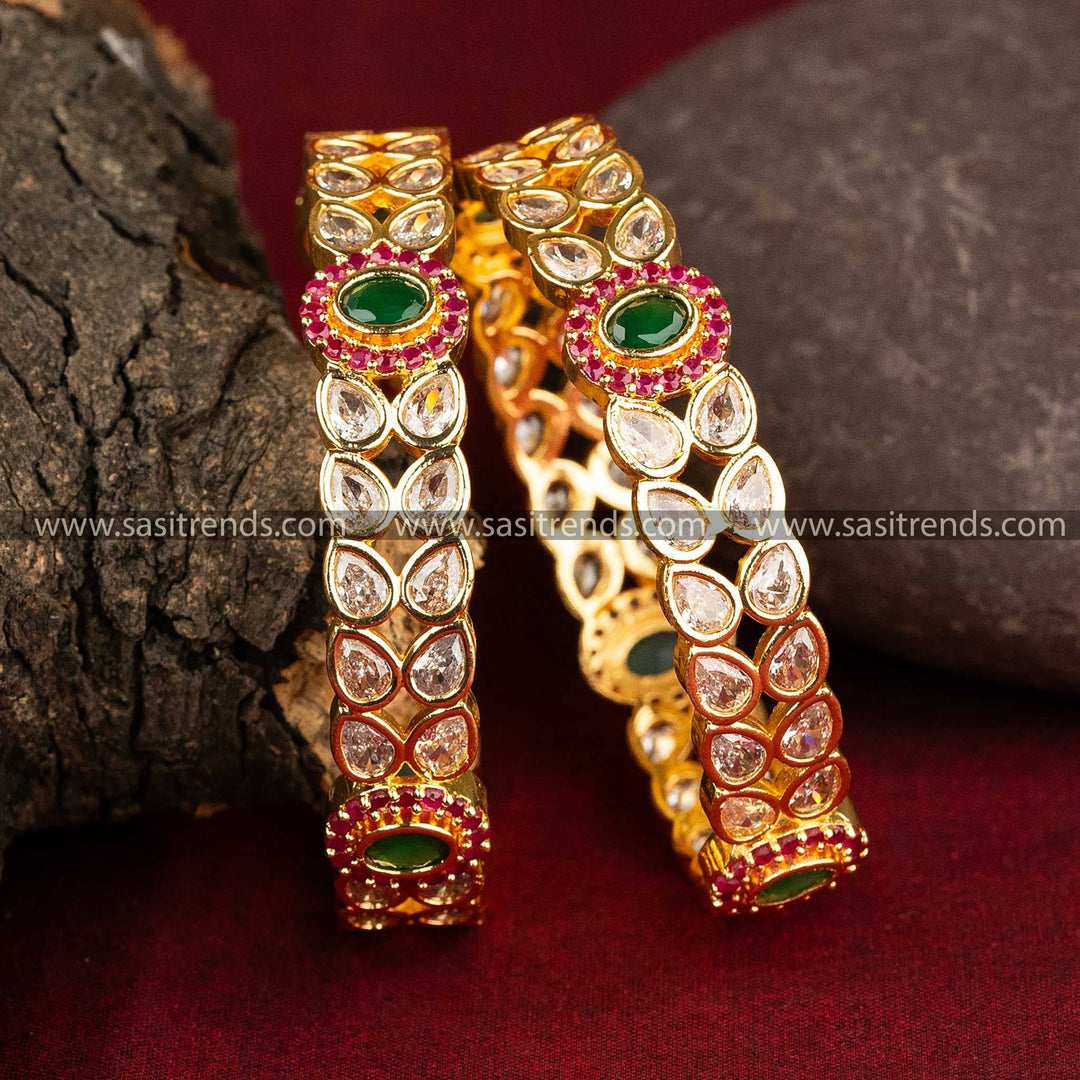 Luxurious Micro Gold-Plated American Diamond Bangles