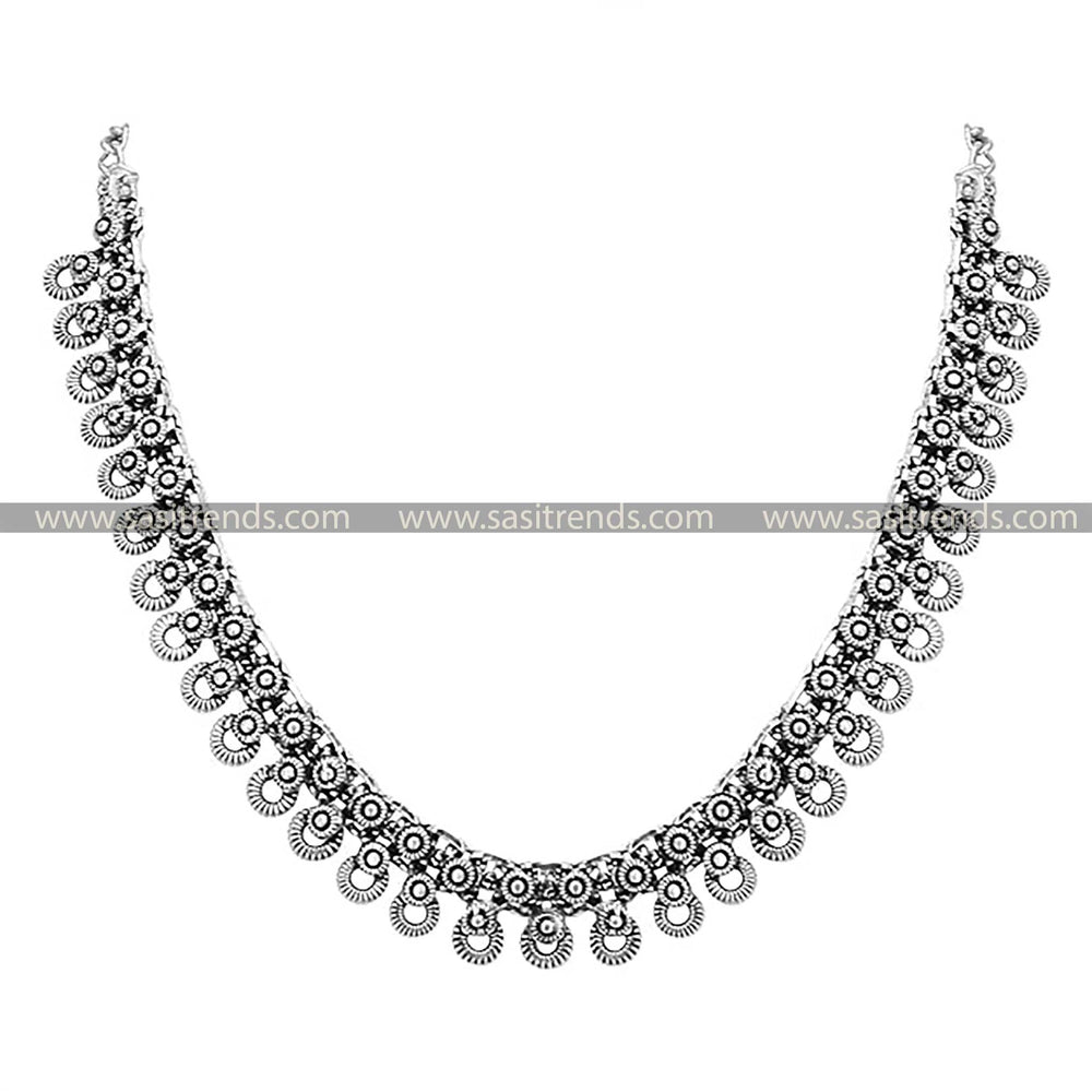 Elegant Oxidised Choker Necklace in Silver by Tanvi Sasitrends Online Shopping