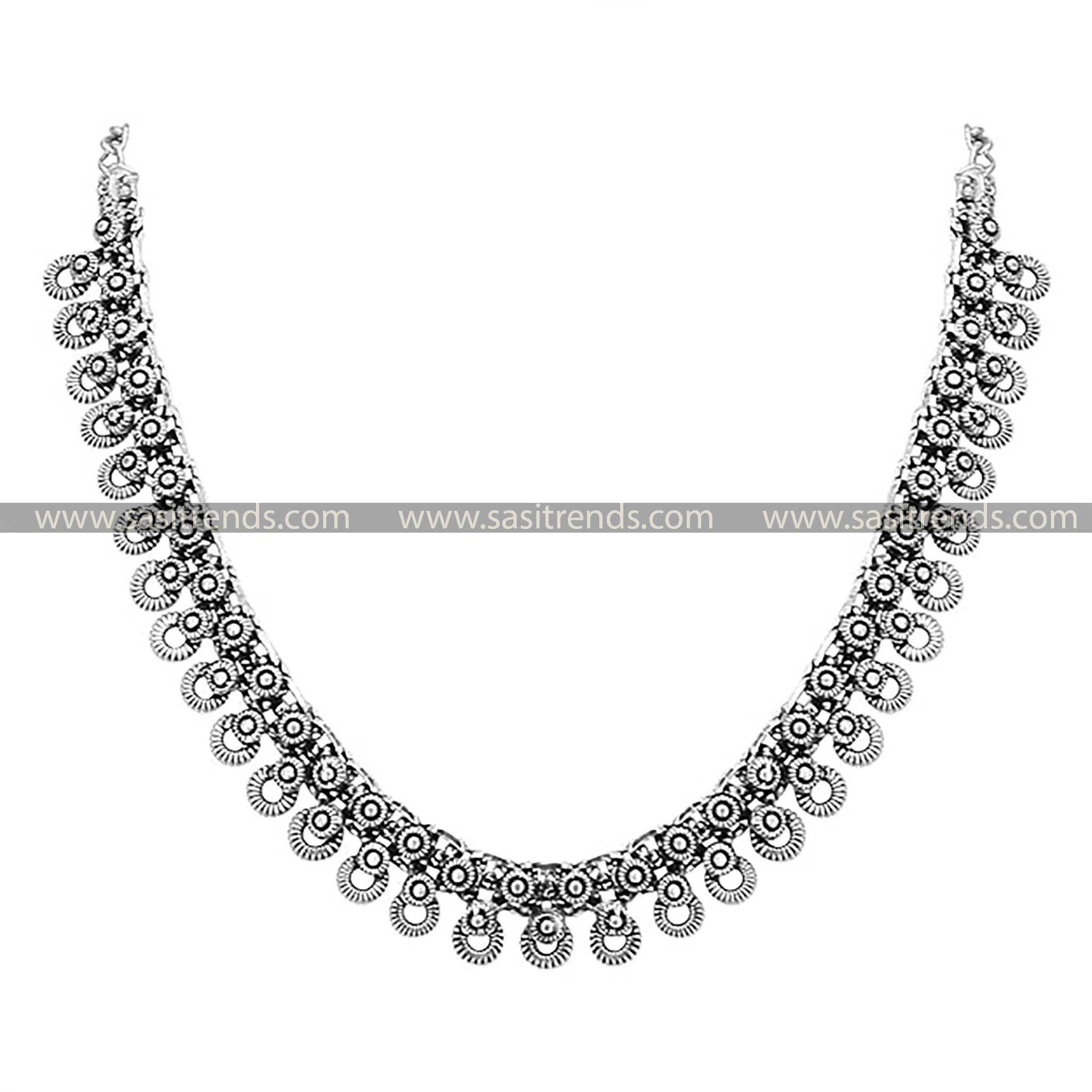 Elegant Oxidised Choker Necklace in Silver by Tanvi Sasitrends Online Shopping