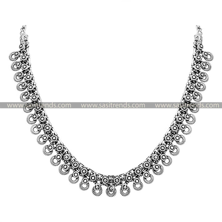 Elegant Oxidised Choker Necklace in Silver by Tanvi Sasitrends Online Shopping