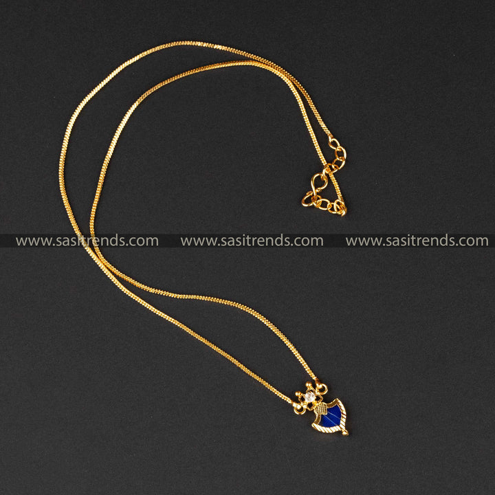 Traditional Blue Palakka Square Chain Necklace Jewellery Set by Sasitrends