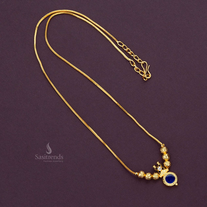 Blue Palakka Round Pendant Necklace - Traditional Kerala Style by Sasitrends