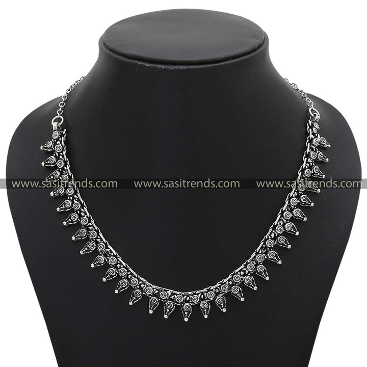 Taruni Oxidised Silver and Antique Gold Necklace - Perfect for Navratri