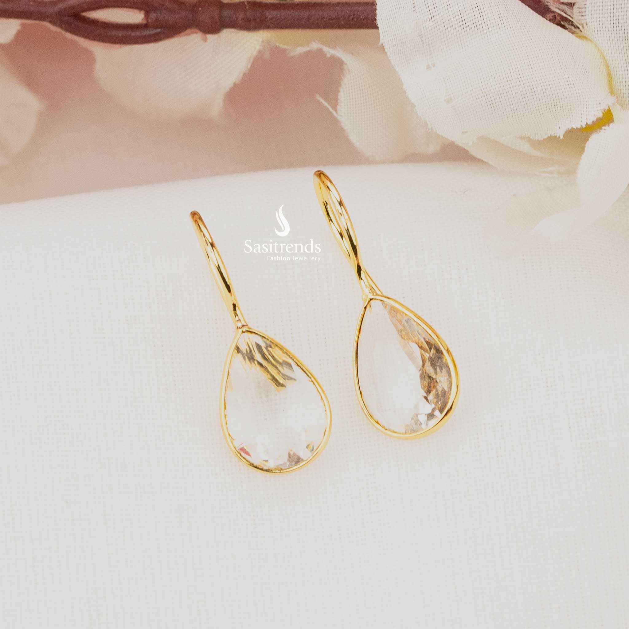 Aurora Gold Plated Transparent Raindrop Earrings for Casual Outings