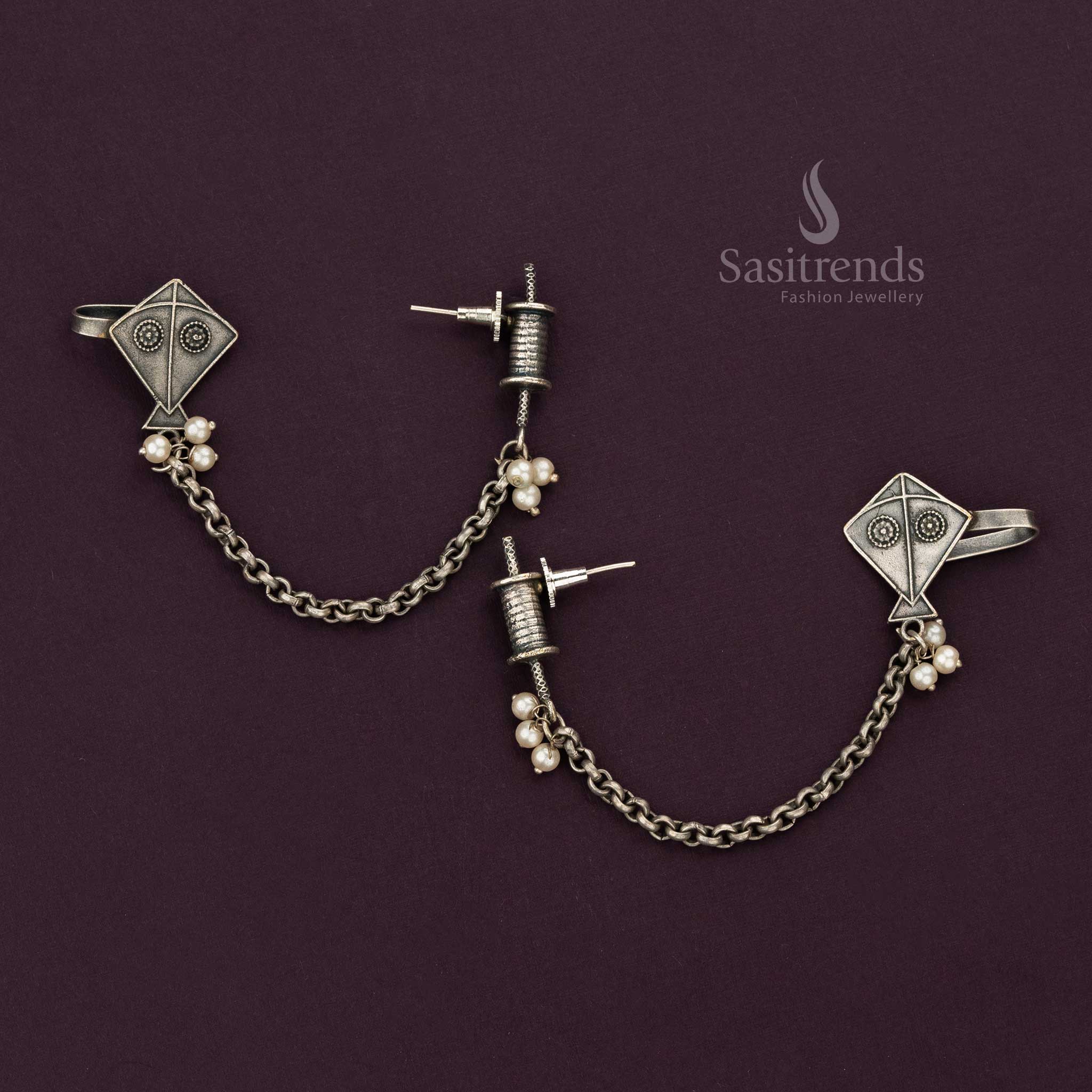 Statement oxidised earcuff with kite design for modern style - Sasitrends 