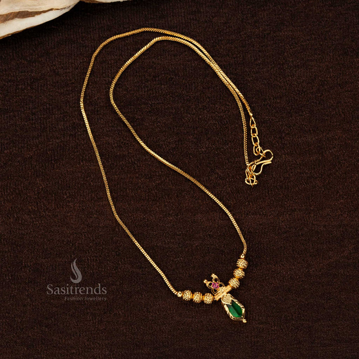 Traditional Palakka Nagapadam Green Necklace for Onam festivals - Sasitrends