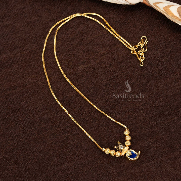 Stunning mango shaped Palakka necklace with blue stone - Sasitrends