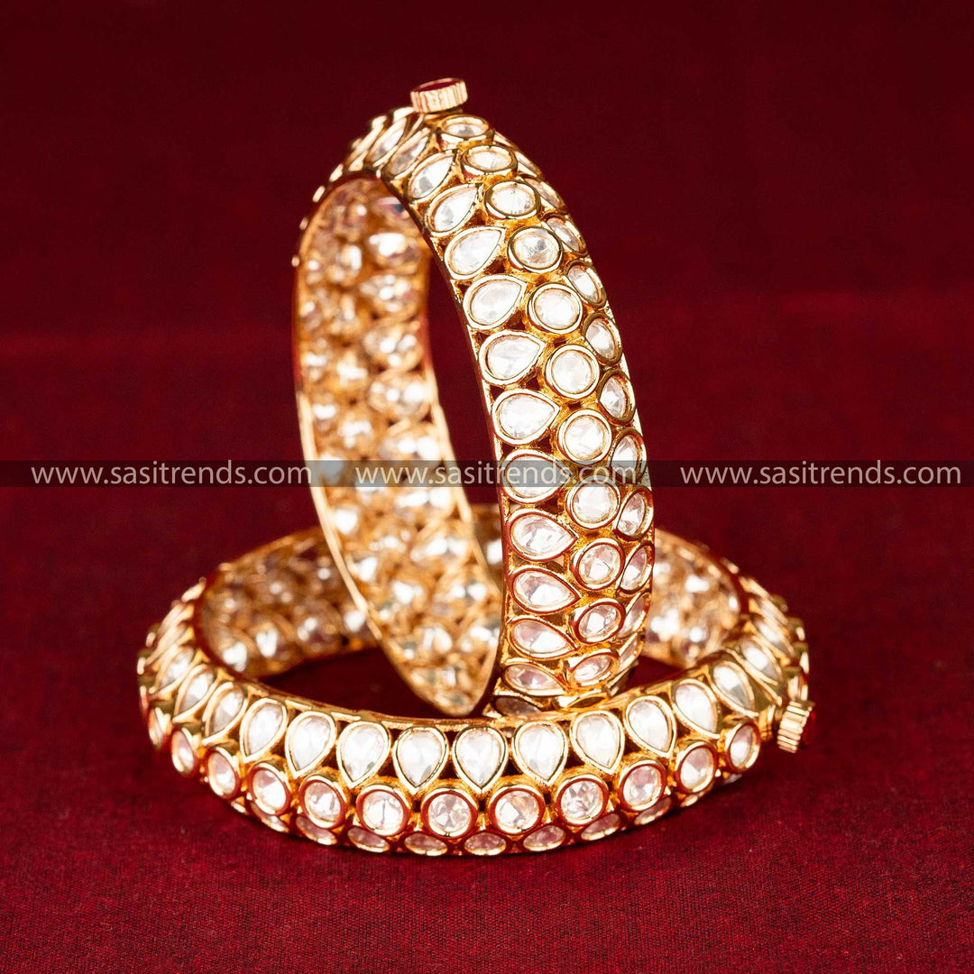 American Diamond Teardrop Kundan Stone Bangles