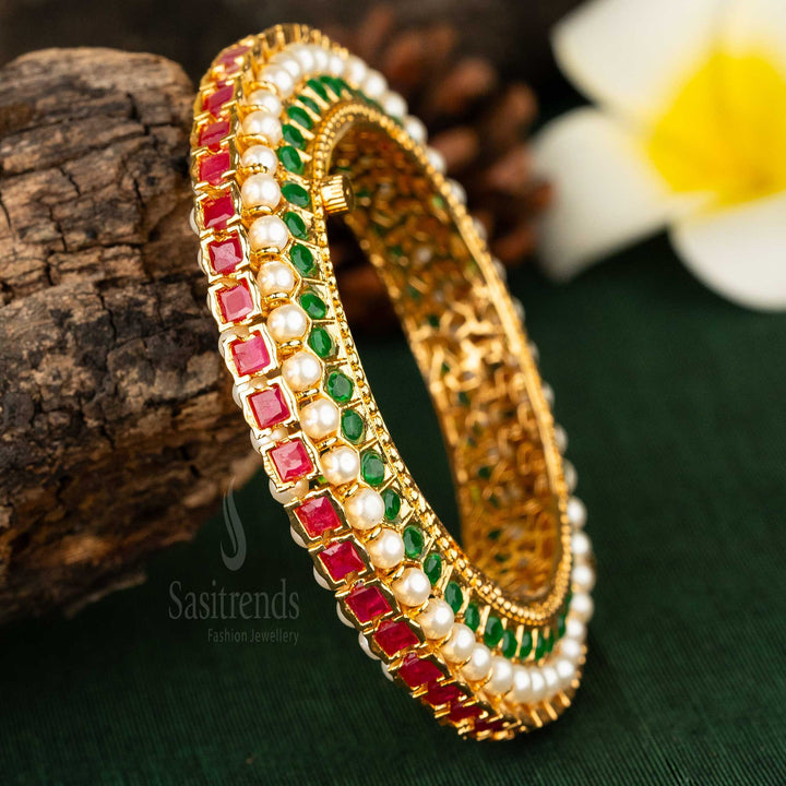 Sasitrends | Traditional High Gold-Plated Openable Screw Type Kada Bangle