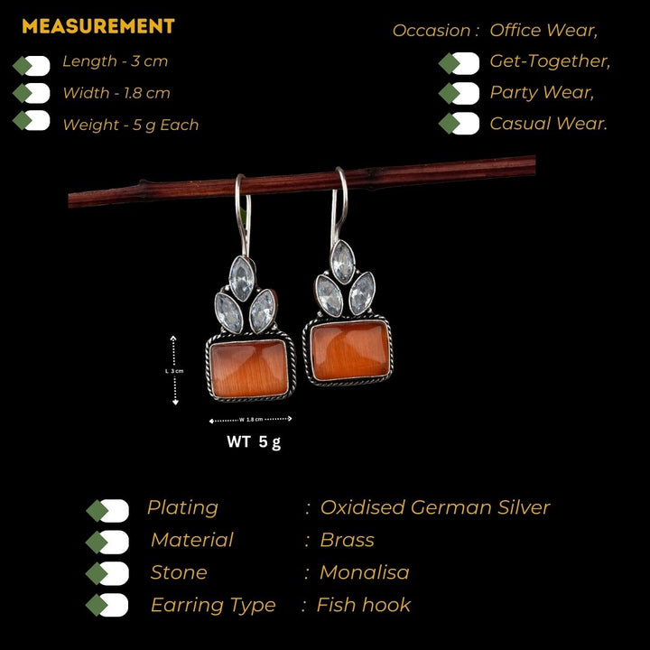 Latest Fashionable Peach Oxidised Navarathiri Earrings Measurement Details Sasitrends