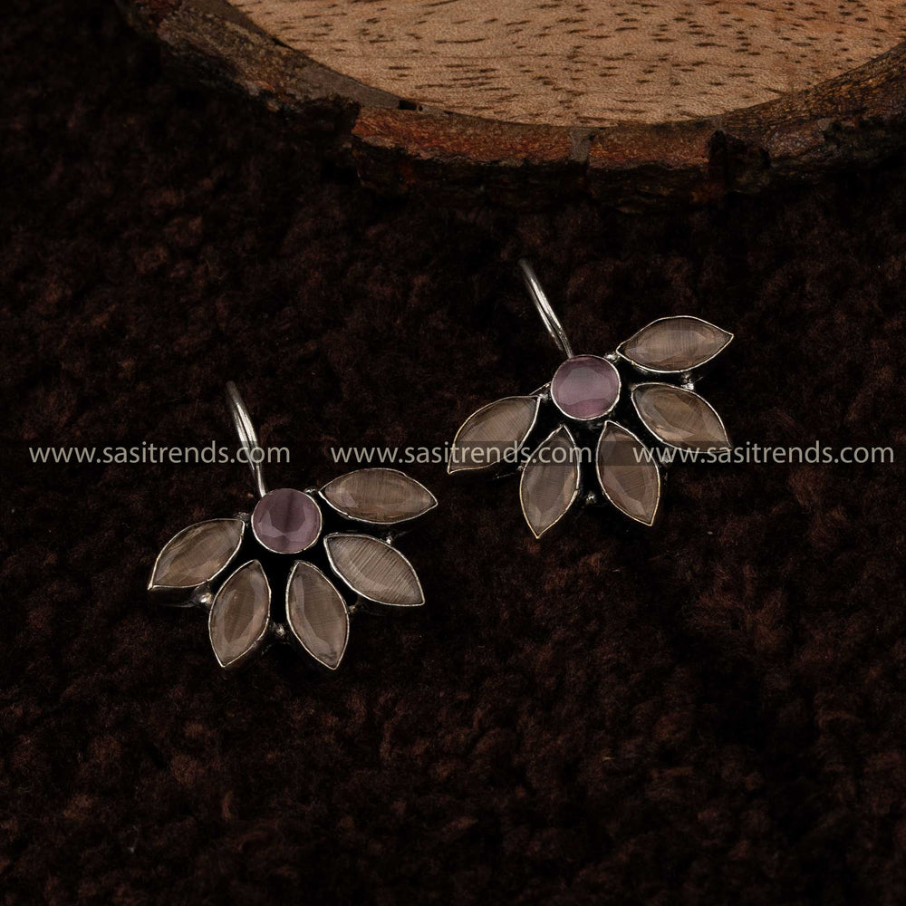 Latest Oxidised Lcd Yellow Stone Stud Fish Hook Earrings Sasitrends Online 