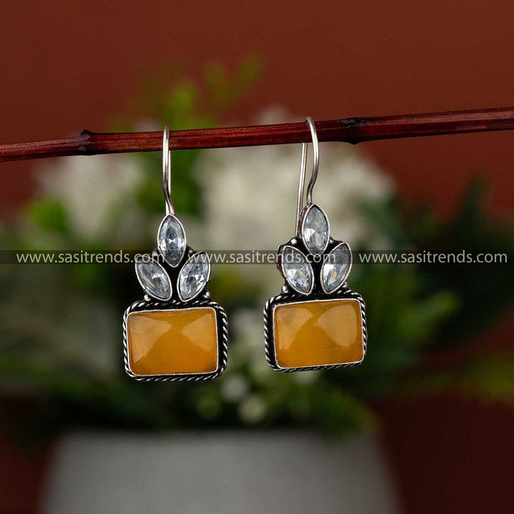 Latest yellow Monalisa oxidised earrings, trending for Navarathiri celebrations