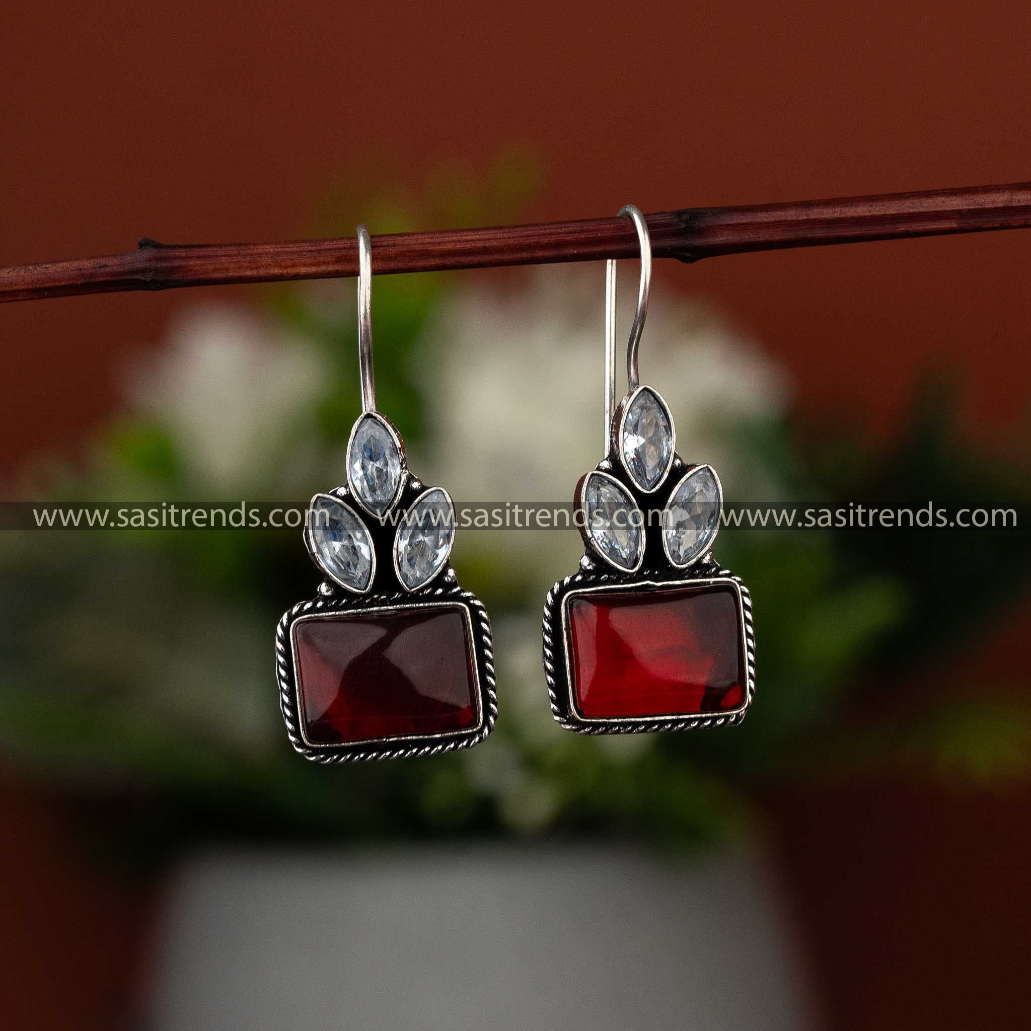 Latest Vinous Monalisa oxidised earrings, trending for Navarathiri festivities