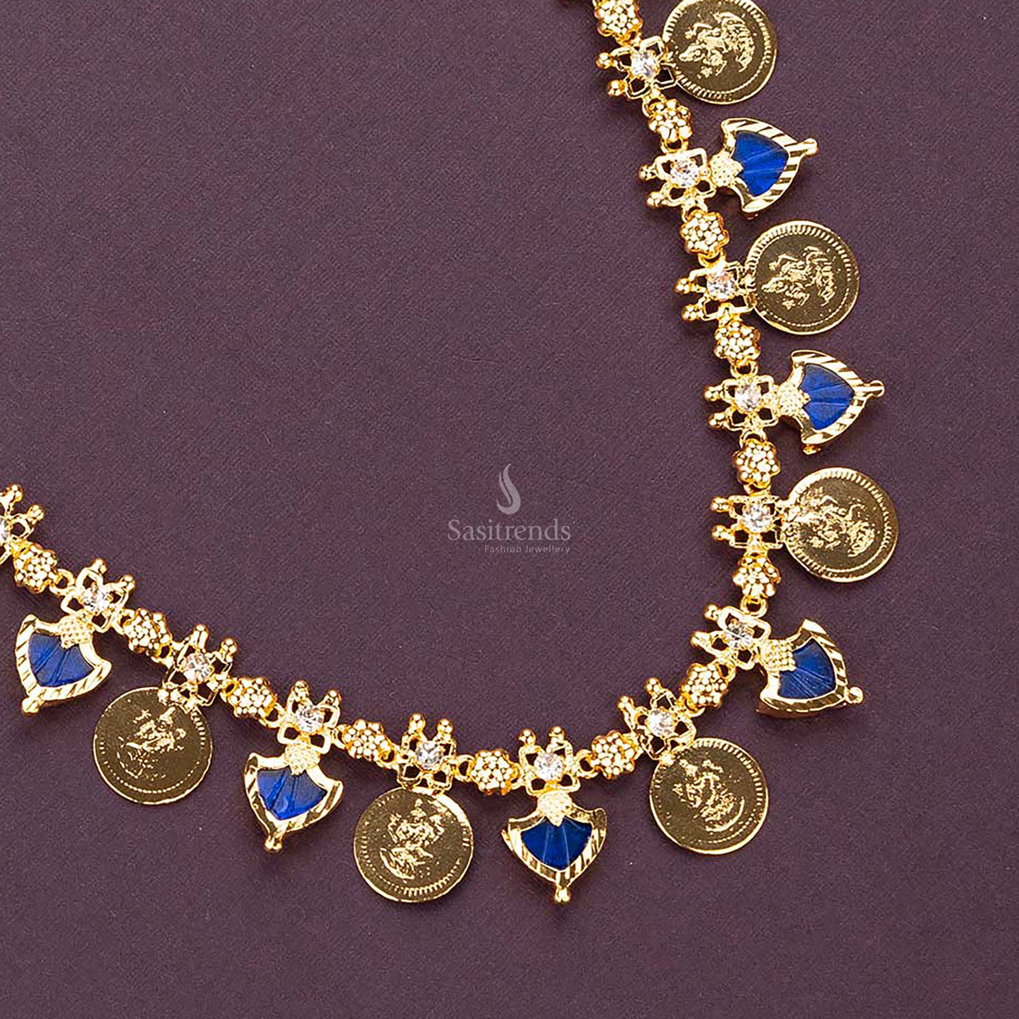 Blue Palakka mala with white stones, micro gold plated Kerala jewellery sasitrends