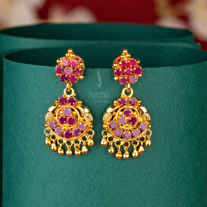 Luxurious Ruby Red Earrings with Guaranteed Micro Gold Plating, Real Gold Look