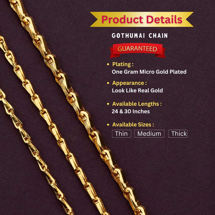 Micro gold plated chains measurement image - Sasitrends





