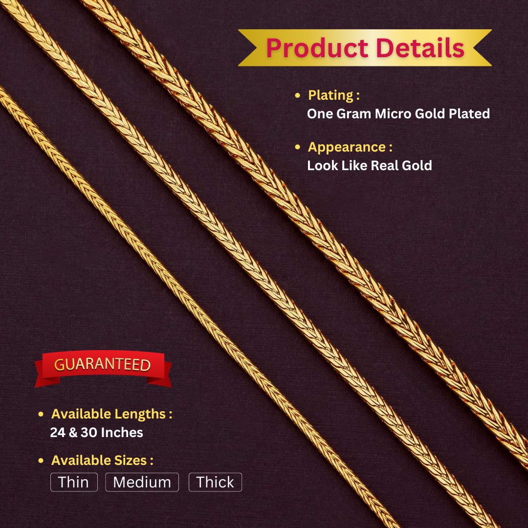 Micro gold plated chains measurement image - Sasitrends





