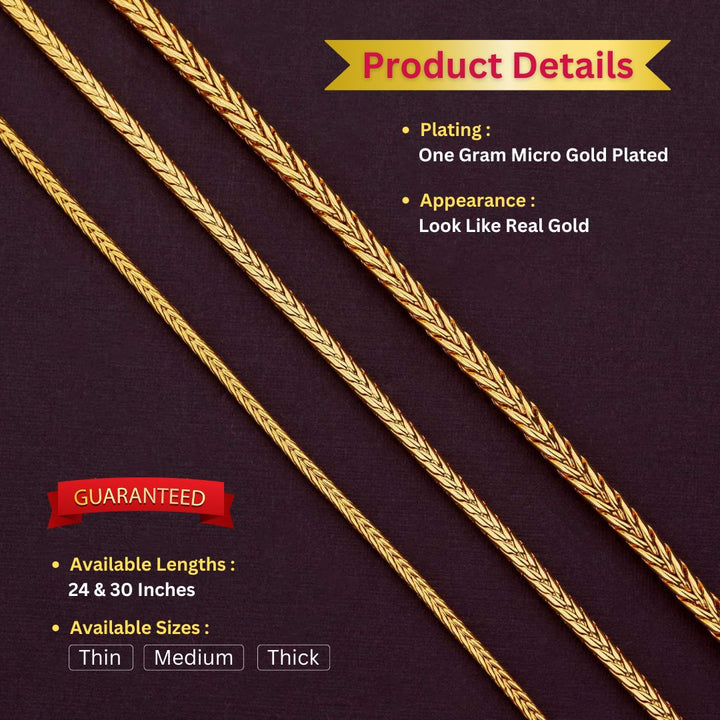 Micro gold plated chains measurement image - Sasitrends





