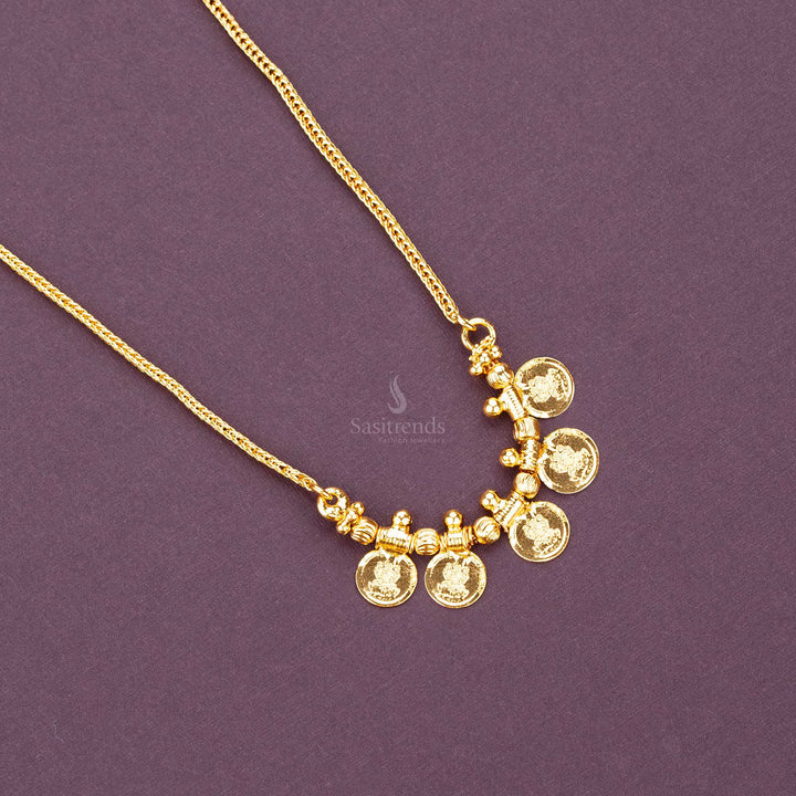 Kerala style necklace with 5 Lakshmi coins and golden balls sasitrends online