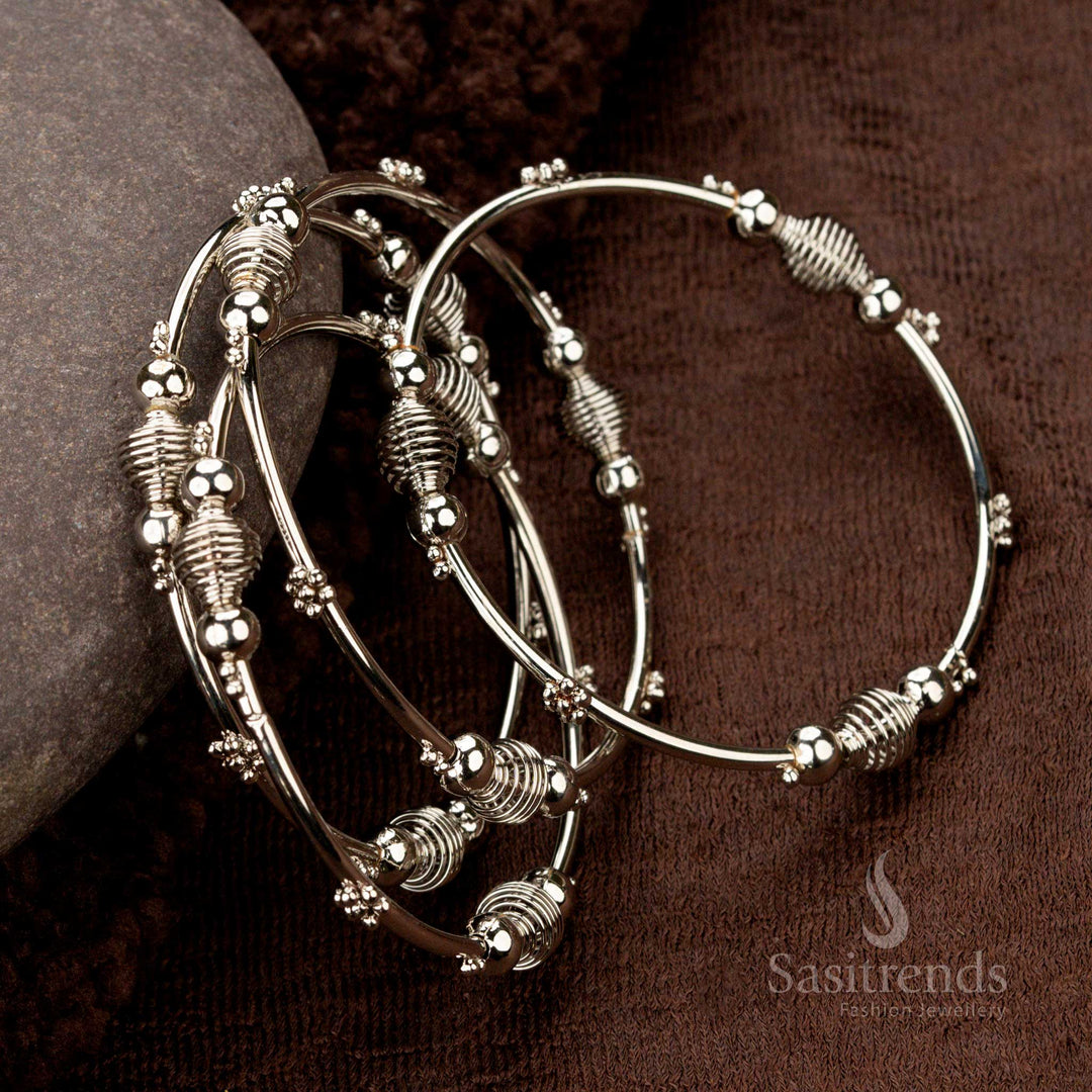 Unique oxidised bangles with artistic bead details and premium finish - Sasitrends