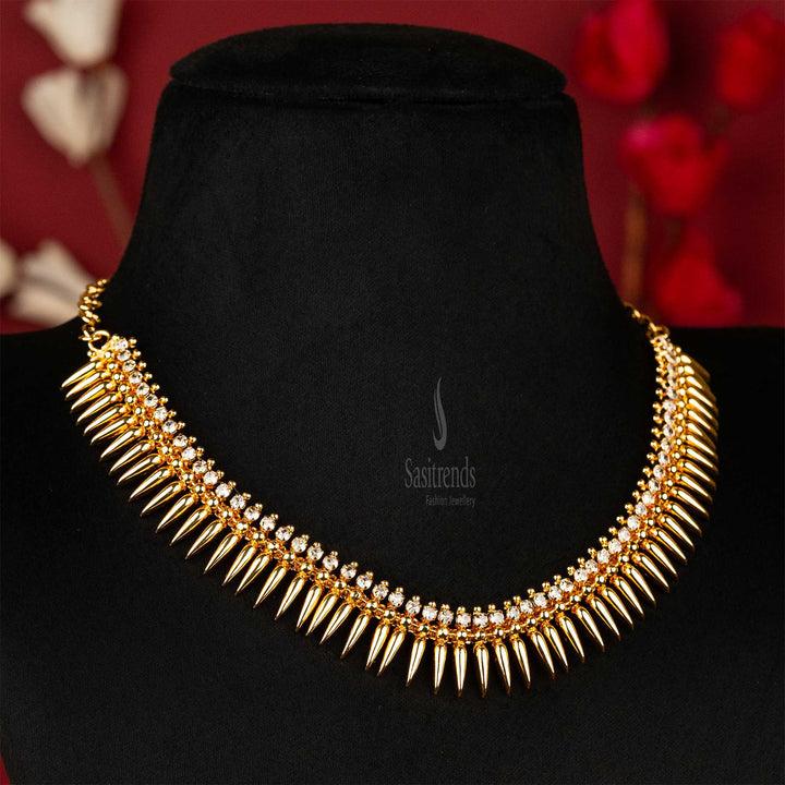 Sasitrends - Traditional One Gram Mullapoo Kerala Style Design Micro Gold Plated Necklace with AD Stones