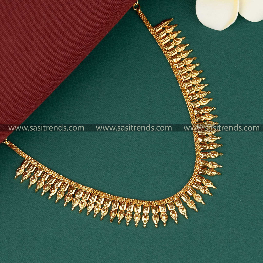 one gram micro gold plated kerala leaf necklace sasitrends