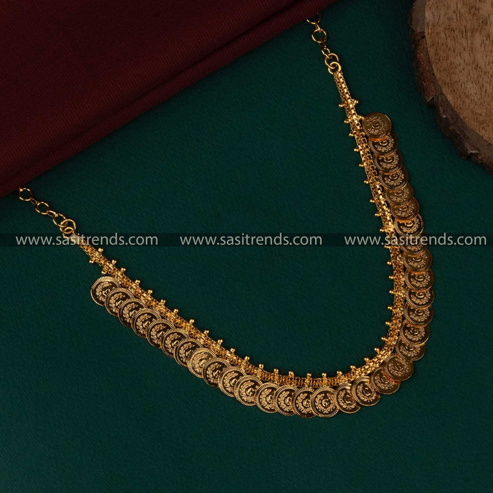 Sasitrends|Traditional Lakshmi Coin Design Micro Gold Plated Necklace