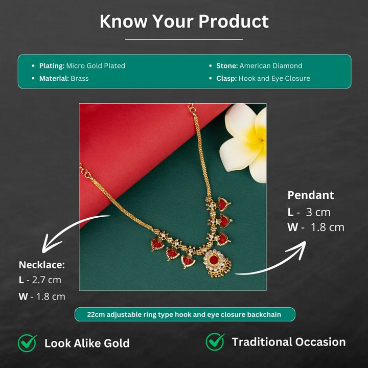 Micro gold plated necklace measurement image - Sasitrends