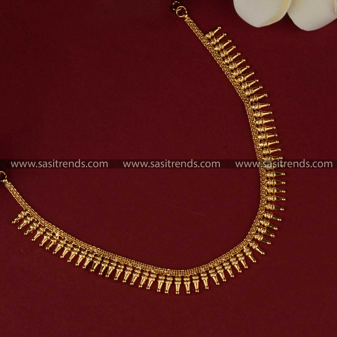 Guaranteed One Gram Micro Gold Plated Kerala Pillar Necklace Sasitrends