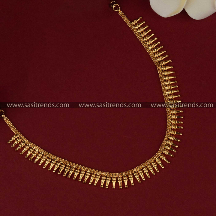 Sasitrends - Traditional Kerala Pattern Micro Gold Plated Mullapoo Designer Necklace