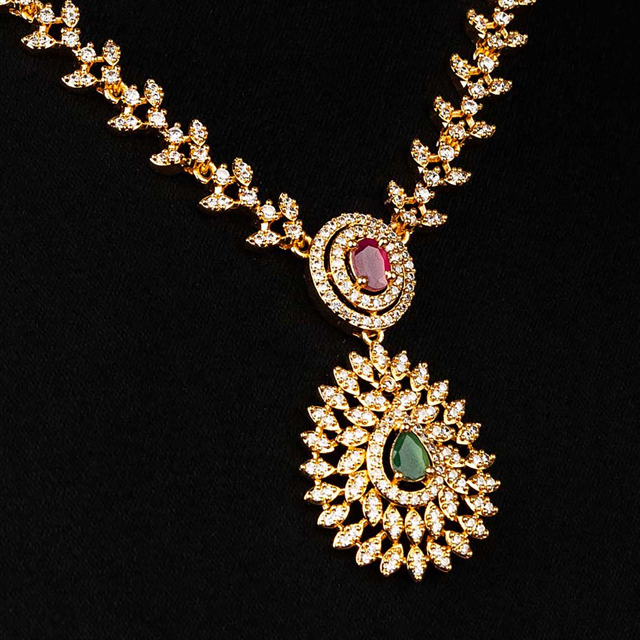 Stunning Micro Gold Plated American Diamond Multi-Color Jewellery Set - Sasitrends - Sasitrends