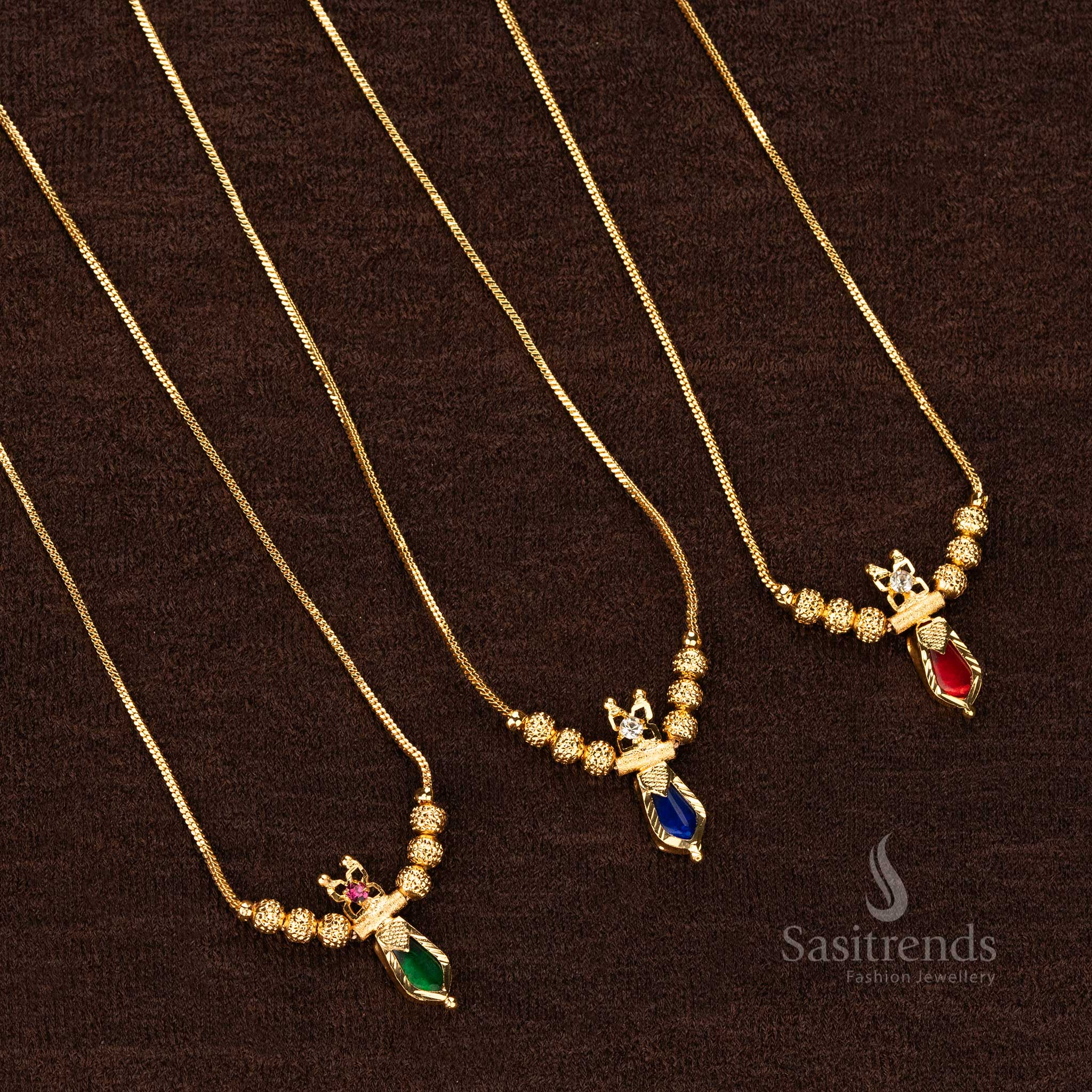 Traditional Micro Gold Plated Palakka Nagapadam Necklace for Onam festivals - Sasitrends