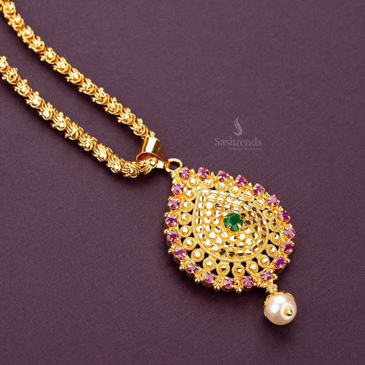 Traditional Dasavatharam Necklace with Pearl Pendant Sasitrends