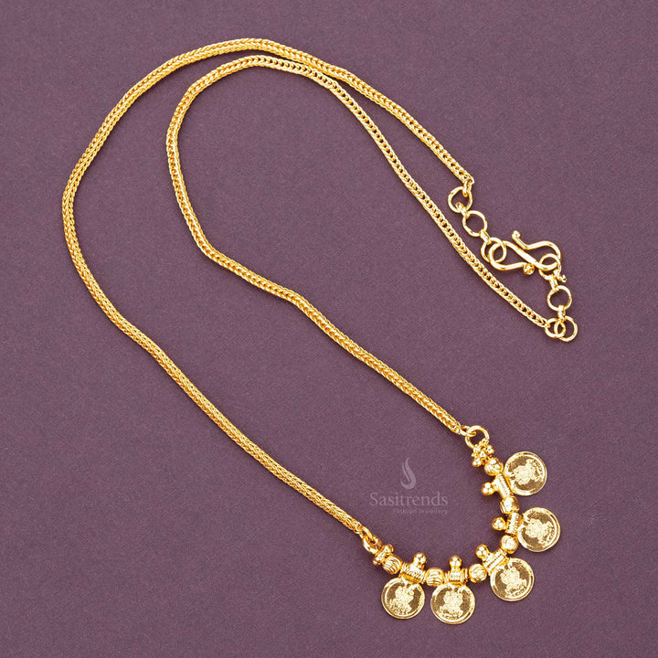 Micro gold-plated Lakshmi coin necklace with flexible chain sasitrends