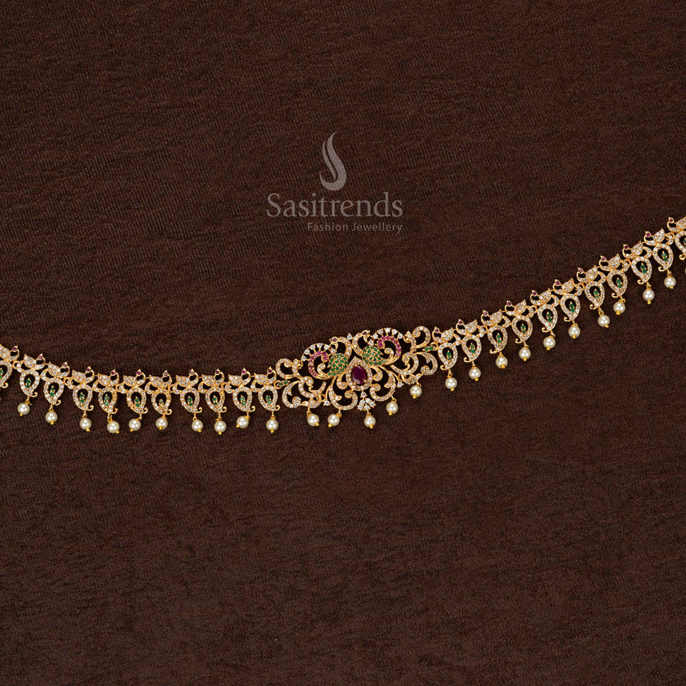 Exquisite Bridal Waist Chain with Peacock & Floral Design | Festive Wear - Sasitrends