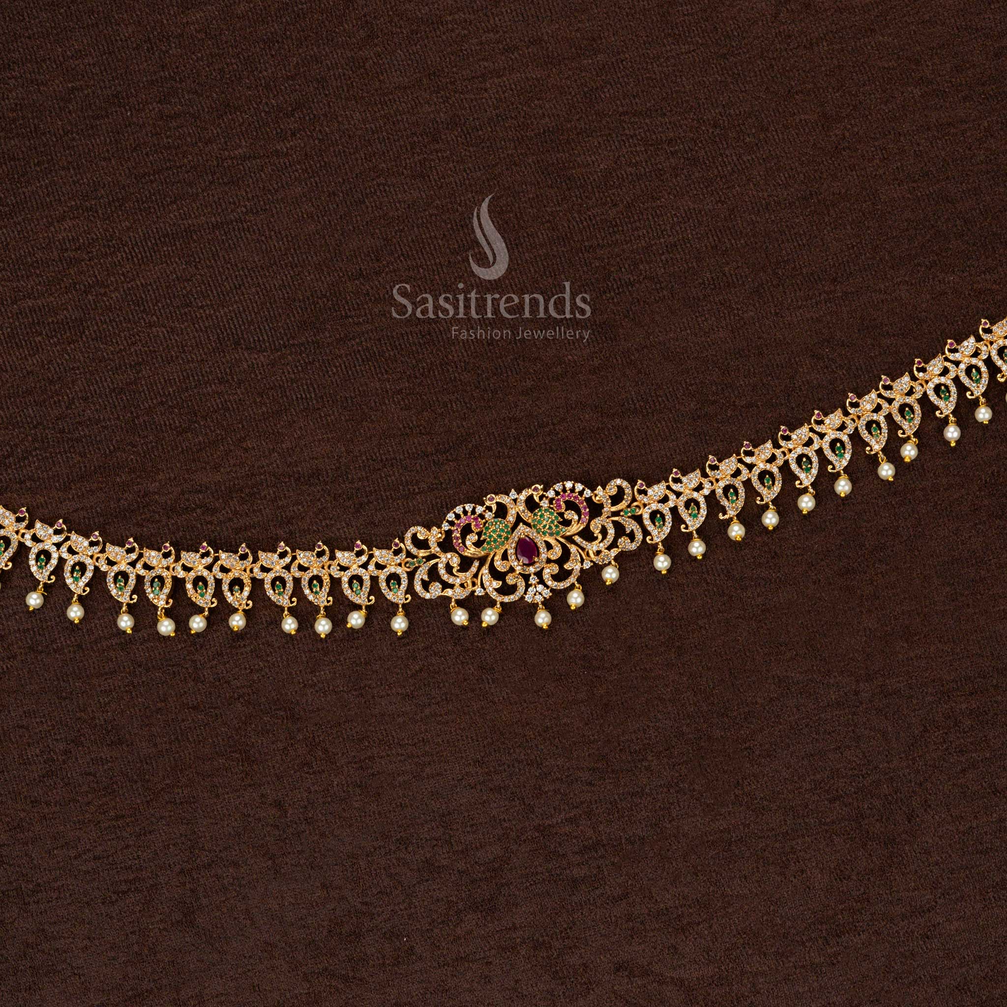 Exquisite Bridal Waist Chain with Peacock & Floral Design | Festive Wear - Sasitrends