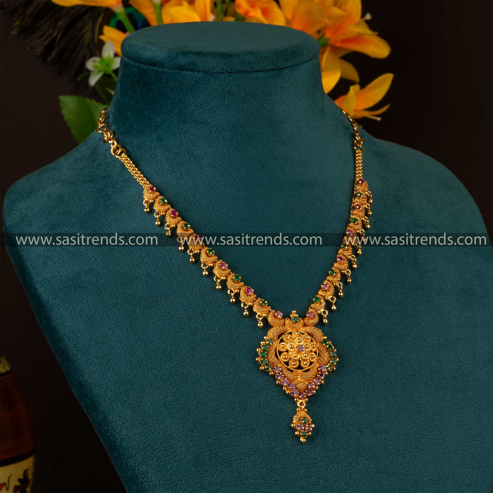 Traditional Wear Micro Gold Plated One Gram Gold Plated Real Look necklace Sasitrends Online Shopping